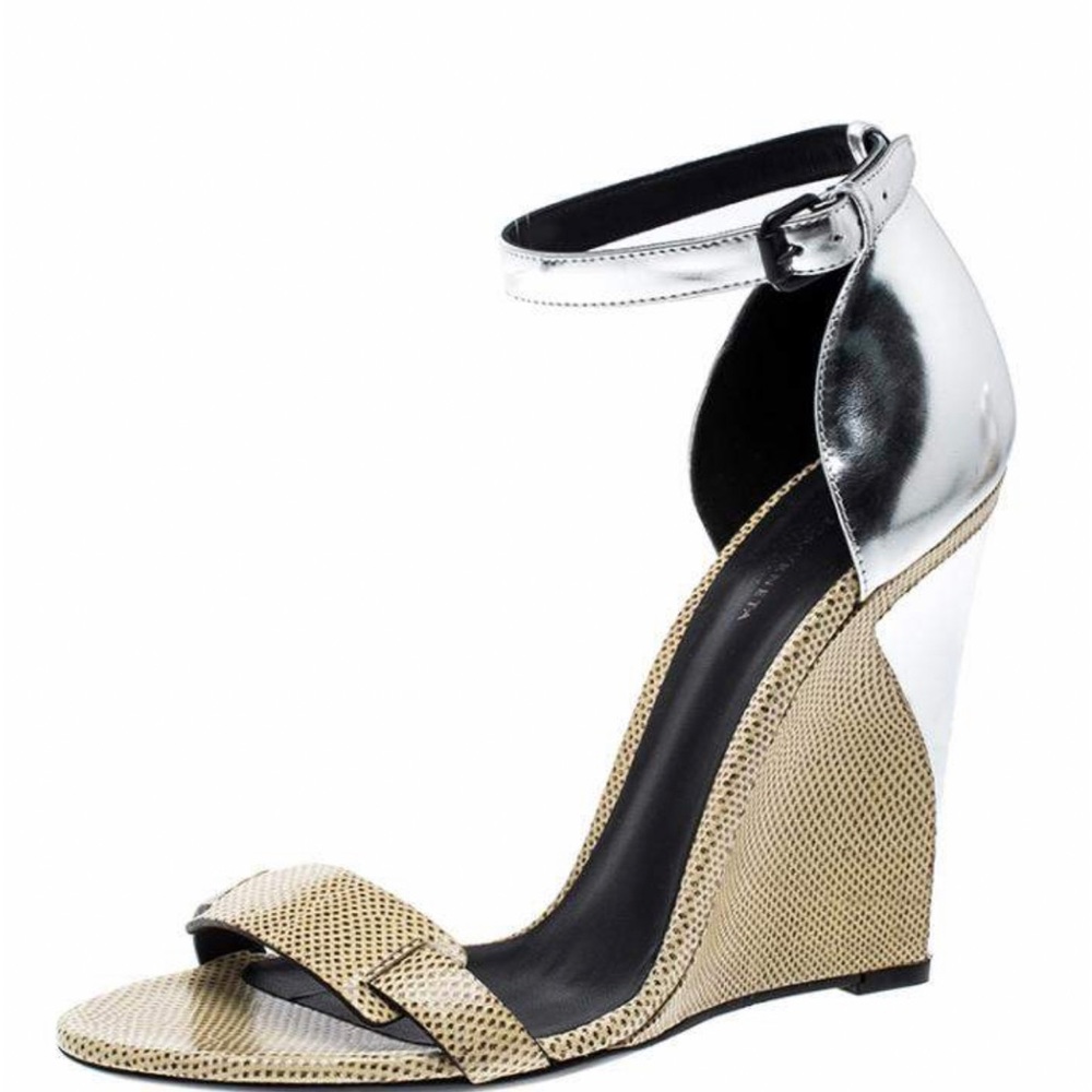 🛍 Bottega Veneta Karung and Metalic Silver Sandal - Picture 2 of 10